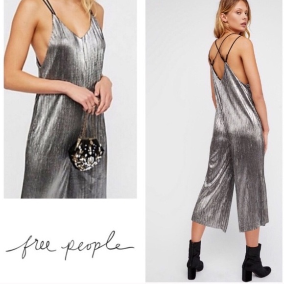 Free People Pants - Free People Flicker Flash OnePiece Silver Jumpsuit